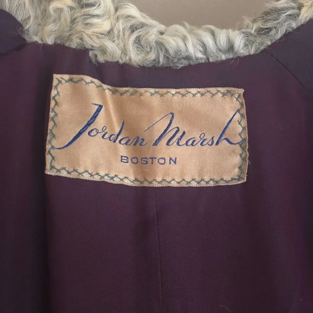 Vintage 50s Curly Lamb Mongolian Fur Coat Beige Gray Womens M Jordan Marsh - Picture 13 of 13